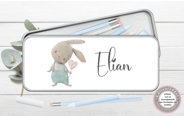 zuckersüße Stiftebox Geschenkdose Metall Hase mit Name personalisiert zur Einschulung oder nur so für Spickzettel und kleine Briefchen  von Lüttentüddel® - Kopie - Kopie - Kopie